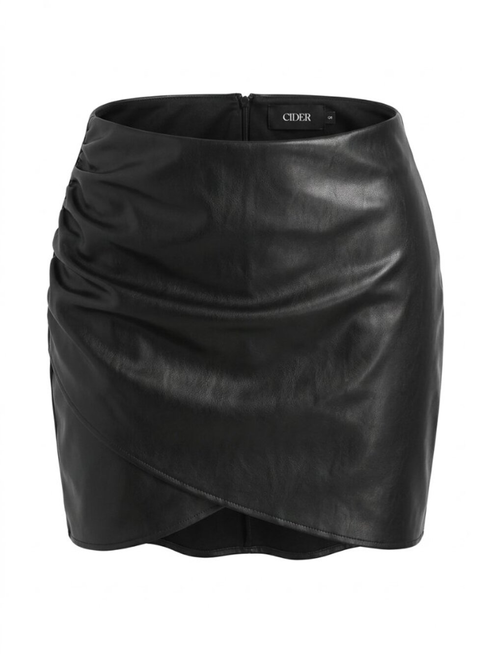 Cider Black Faux Leather Asymmetric Mini Skirt
